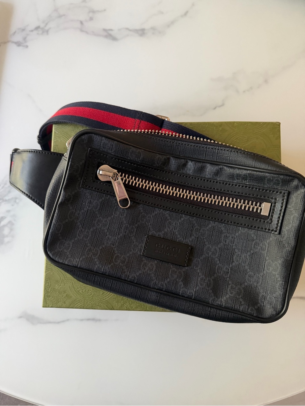 Gucci Black Monogram Belt Bag Fanny Pack